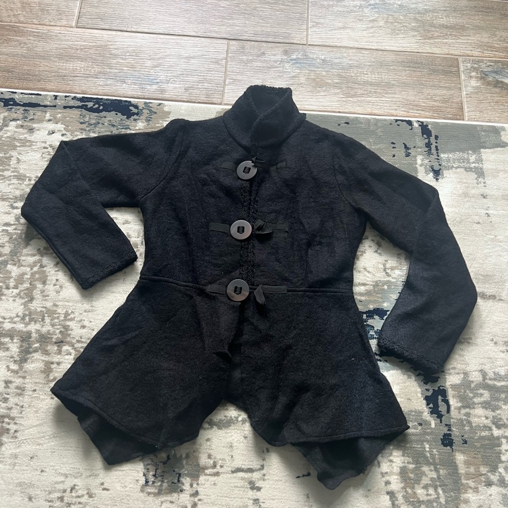 Marisol Women's Black Button-Up Sweater- made in Italy- NEW